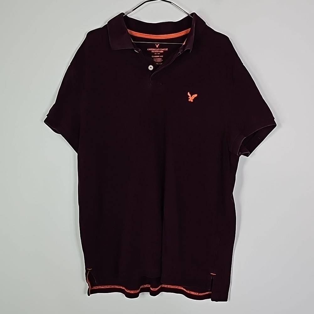 American Eagle XL maroon and orange classic fit polo short sleeve